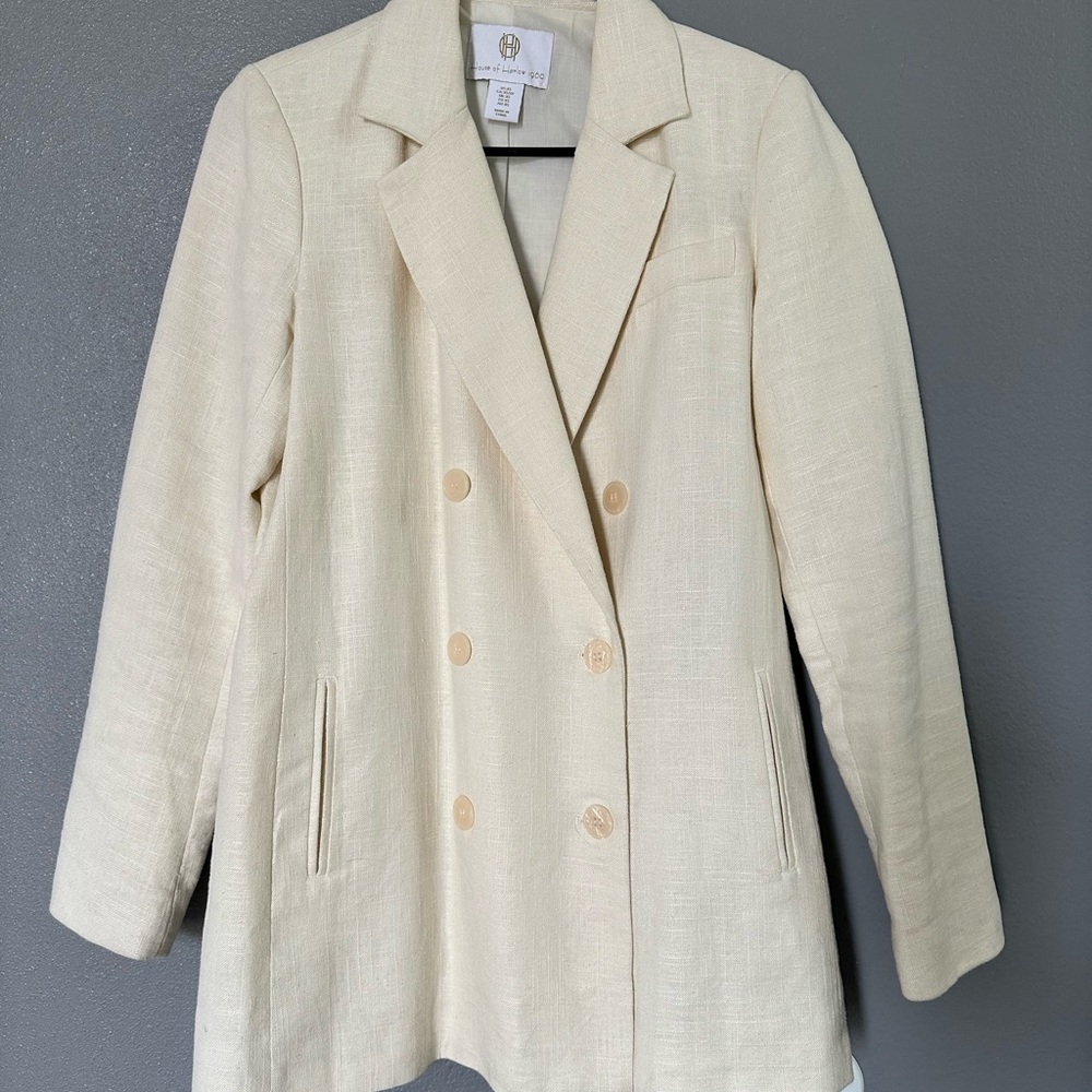 House of Harlow 1960 Cream Double-Breasted Blazer